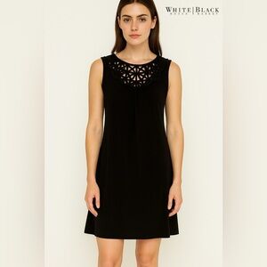 White House Black Market Black Dress with Detailed Neckline